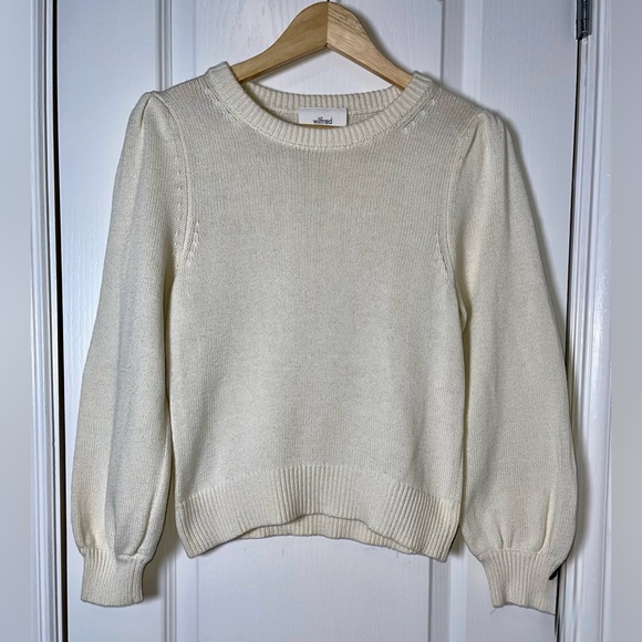 Aritzia Wilfred Seabrook Puff-sleeve Sweater Light Birch Cream Size Small - Picture 3 of 9